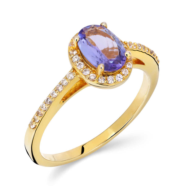 Anel em Prata 925 com Tanzanita e Zirconias