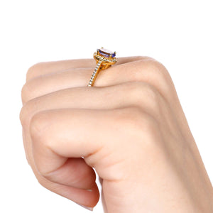 Anel em Prata 925 com Tanzanita e Zirconias