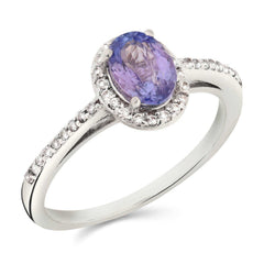 Anel em Prata 925 com Tanzanita e Zircônias