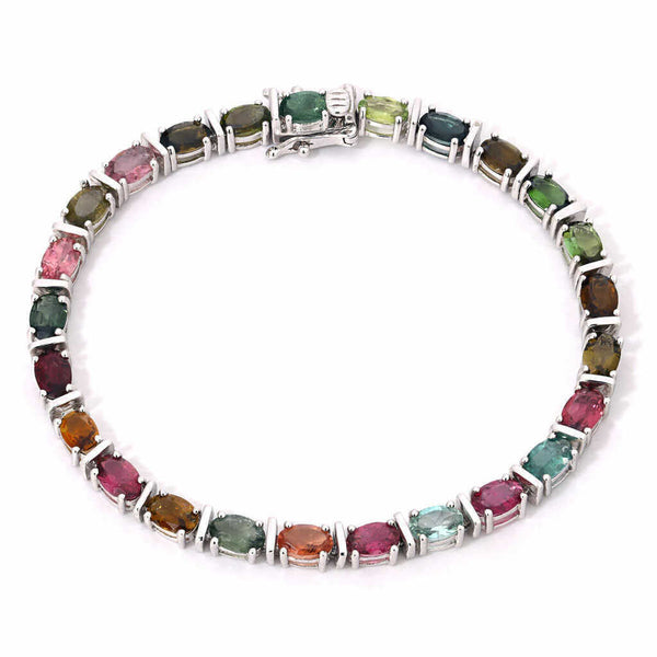Pulseira em Prata 925 com Turmalinas Coloridas