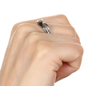 Conjunto de Prata Torcido com Diamantes Negros e Brancos