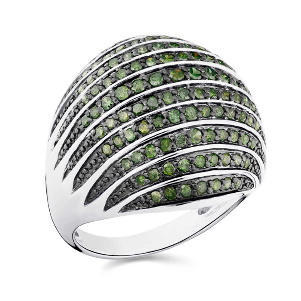 Anel em Prata 925 com Diamantes Verdes