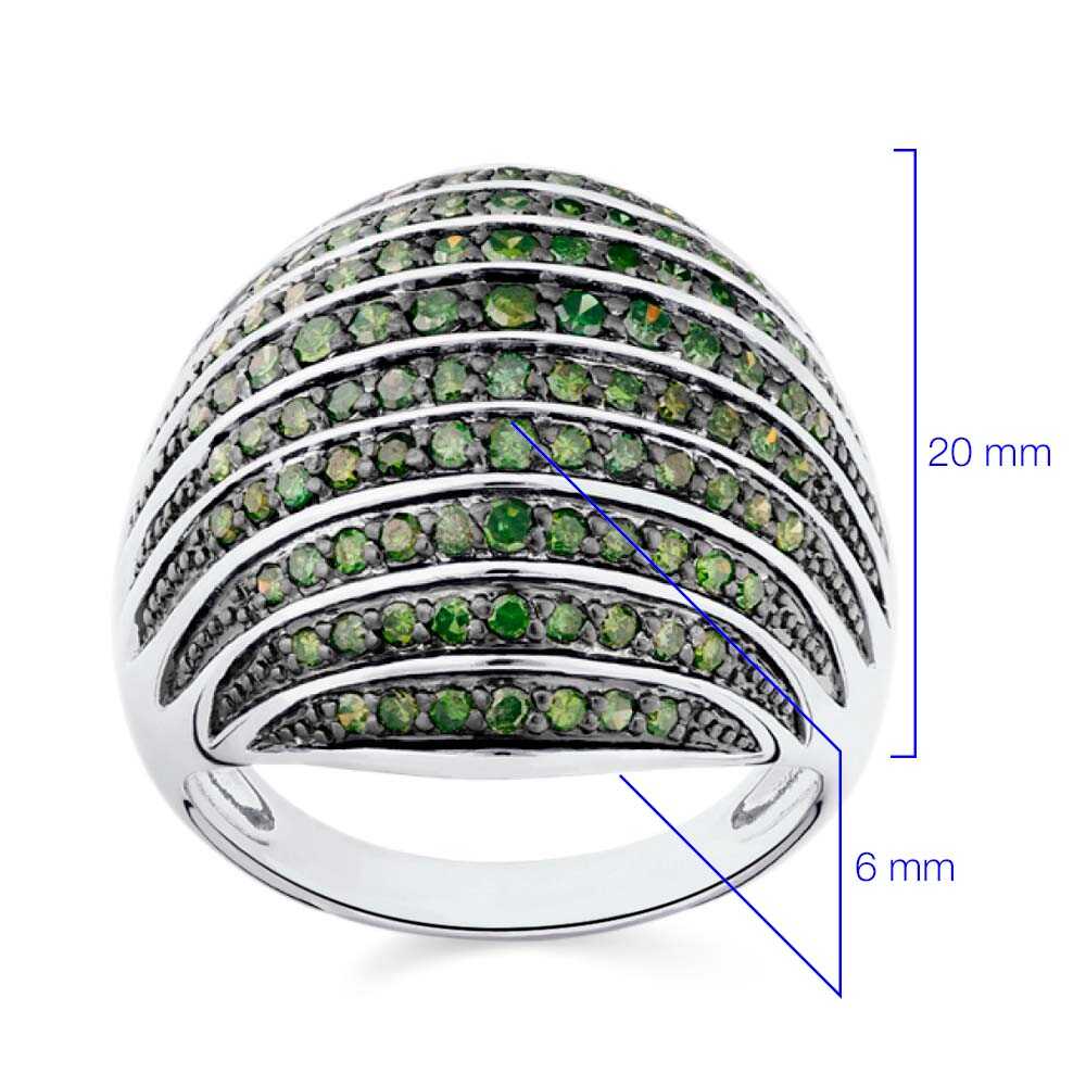 Anel em Prata 925 com Diamantes Verdes