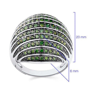 Anel em Prata 925 com Diamantes Verdes