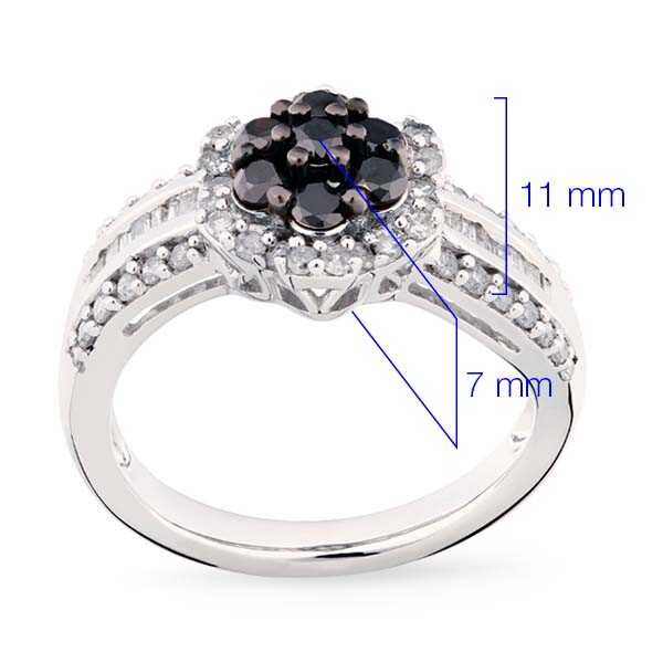 Anel em Prata 925 com Diamantes Brancos e Negros