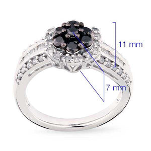 Anel em Prata 925 com Diamantes Brancos e Negros