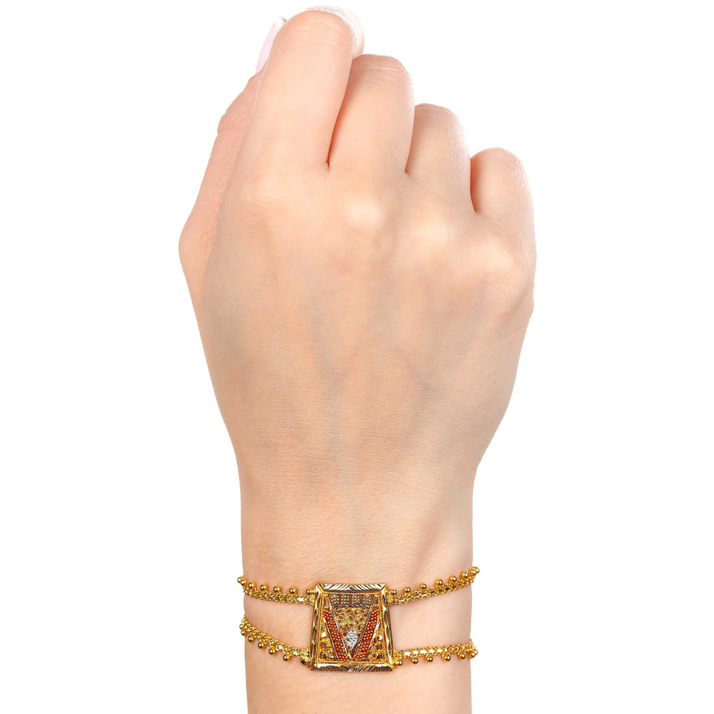 142333-Pulseira Linha Alshahba em Ouro Amarelo 21k Com Mina