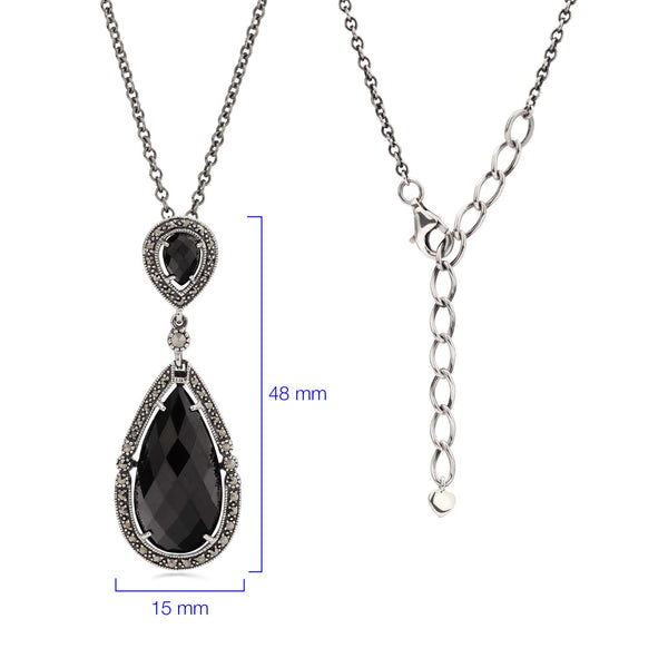 Pingente em Prata 925 com Onix e Marcassitas