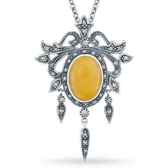 Pingente em Prata 925 Chandelier  com Ágata Amarela e Marcassitas