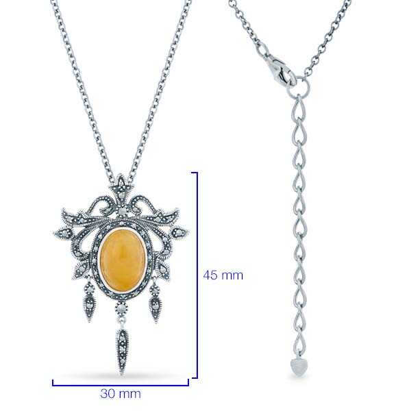 Pingente em Prata 925 Chandelier  com Ágata Amarela e Marcassitas