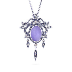 Pingente em Prata 925 Chandelier  com Jade Lilás e Marcassitas