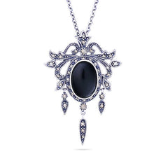 Pingente em Prata 925 Chandelier  com Ônix e Marcassitas