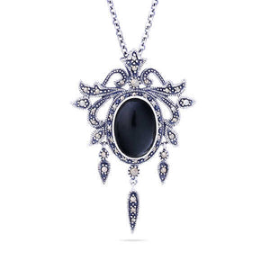 Pingente em Prata 925 Chandelier  com Ônix e Marcassitas