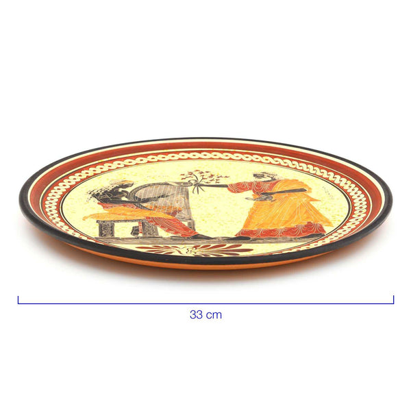 Prato com Design Grego em Cerâmica 33 cm