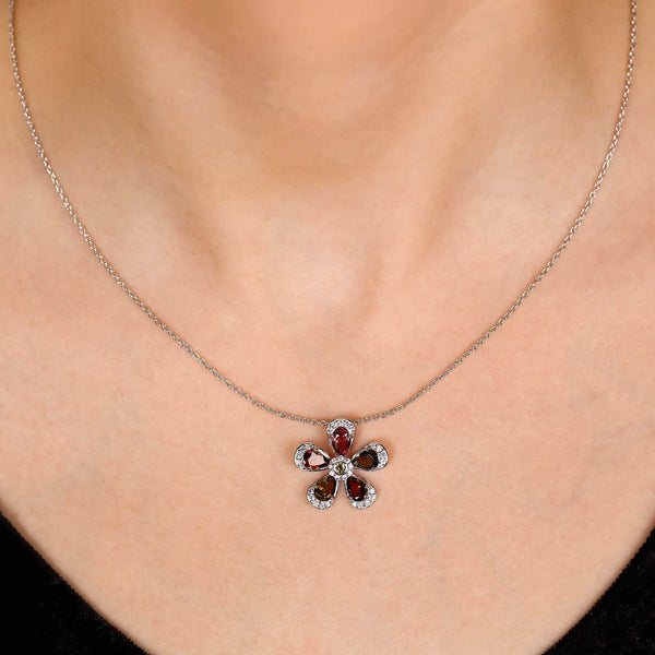 Pingente em Prata 925 com Turmalinas Coloridas e Zirconias