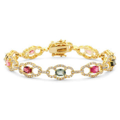 Pulseira em Prata 925 com Turmalinas Coloridas