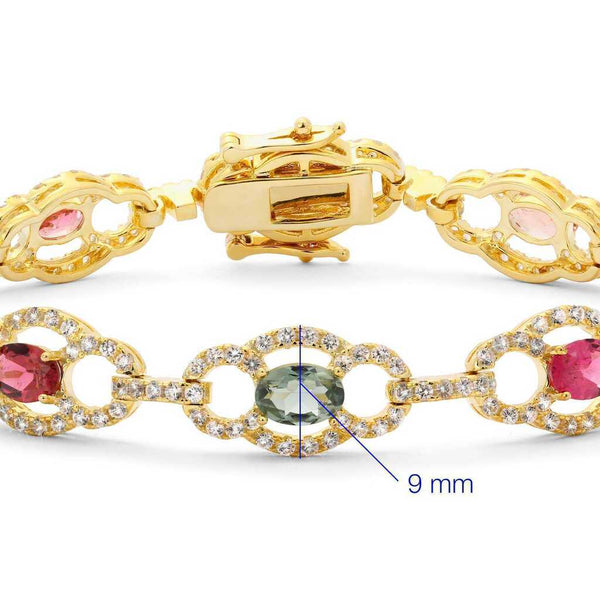 Pulseira em Prata 925 com Turmalinas Coloridas