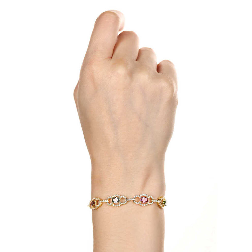 Pulseira em Prata 925 com Turmalinas Coloridas