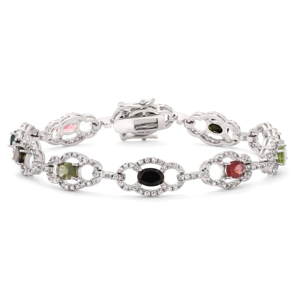 Pulseira em Prata 925 com Turmalinas Coloridas