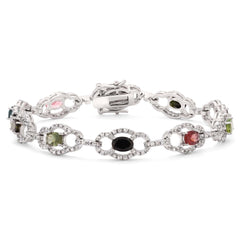 Pulseira em Prata 925 com Turmalinas Coloridas