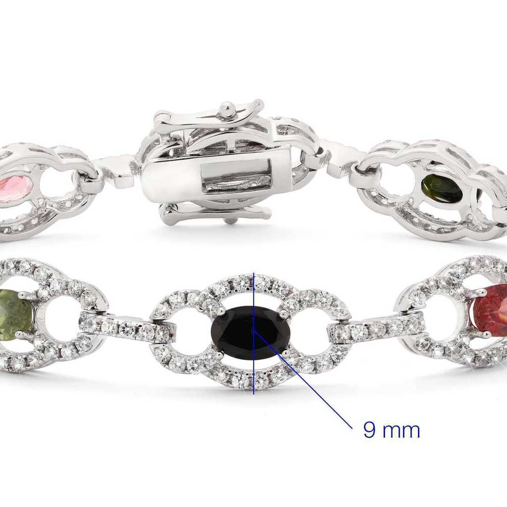 Pulseira em Prata 925 com Turmalinas Coloridas