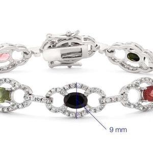 Pulseira em Prata 925 com Turmalinas Coloridas