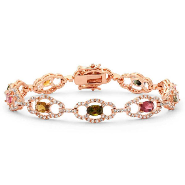 Pulseira em Prata 925 com Turmalinas Coloridas
