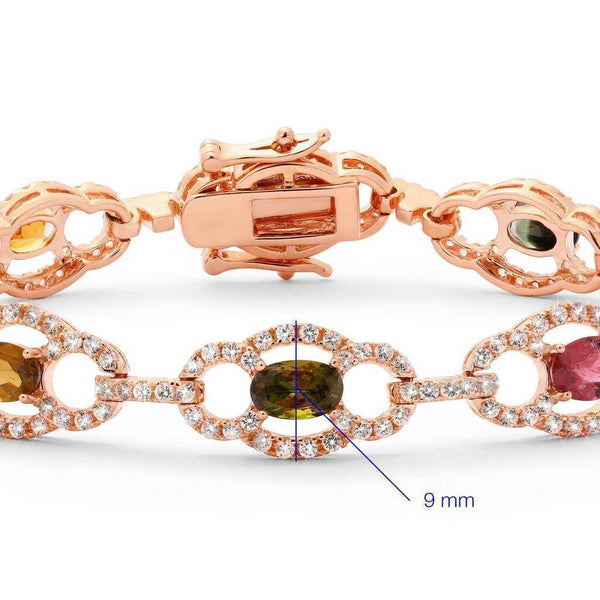 Pulseira em Prata 925 com Turmalinas Coloridas