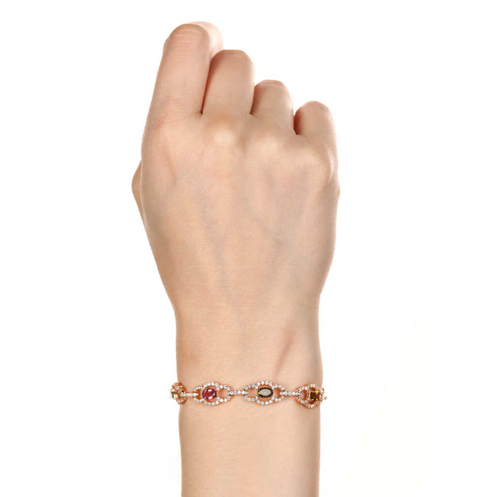 Pulseira em Prata 925 com Turmalinas Coloridas