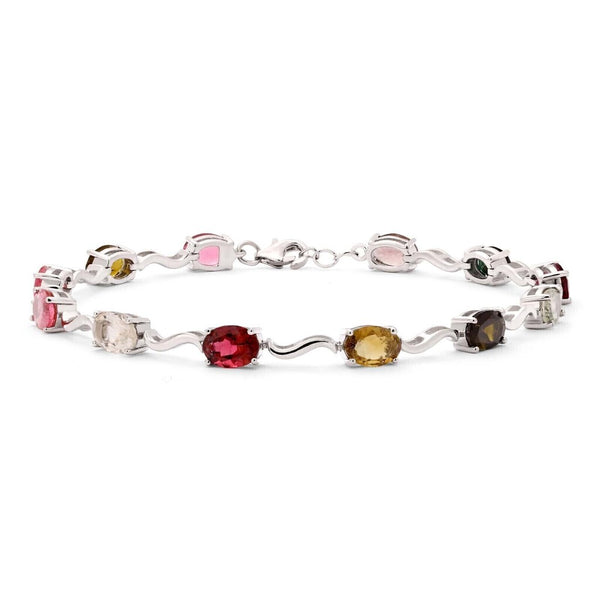 Pulseira em Prata 925 com Turmalinas Coloridas