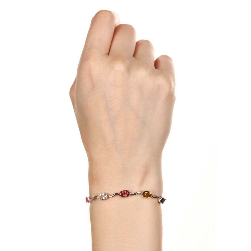 Pulseira em Prata 925 com Turmalinas Coloridas