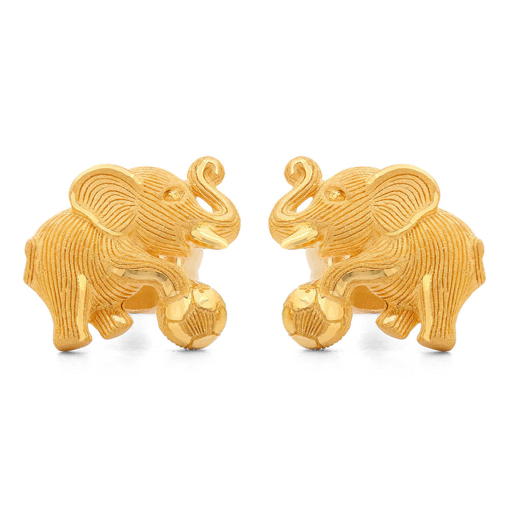 143160-Par de Brinco em Ouro Amarelo 24k Prima Gold Elefantinho