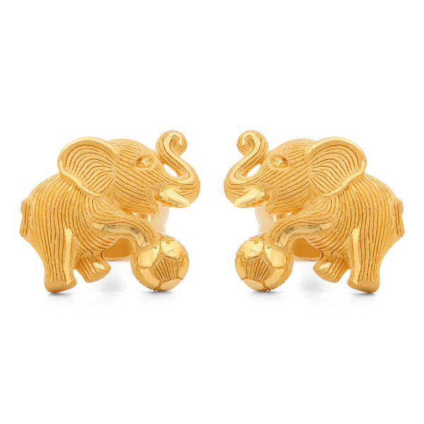143160-Par de Brinco em Ouro Amarelo 24k Prima Gold Elefantinho