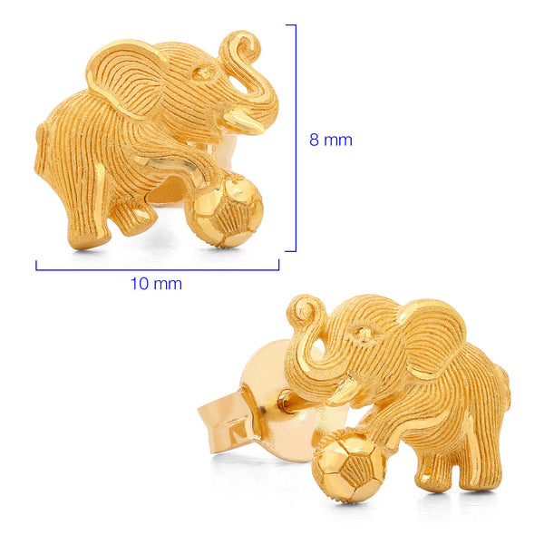 143160-Par de Brinco em Ouro Amarelo 24k Prima Gold Elefantinho
