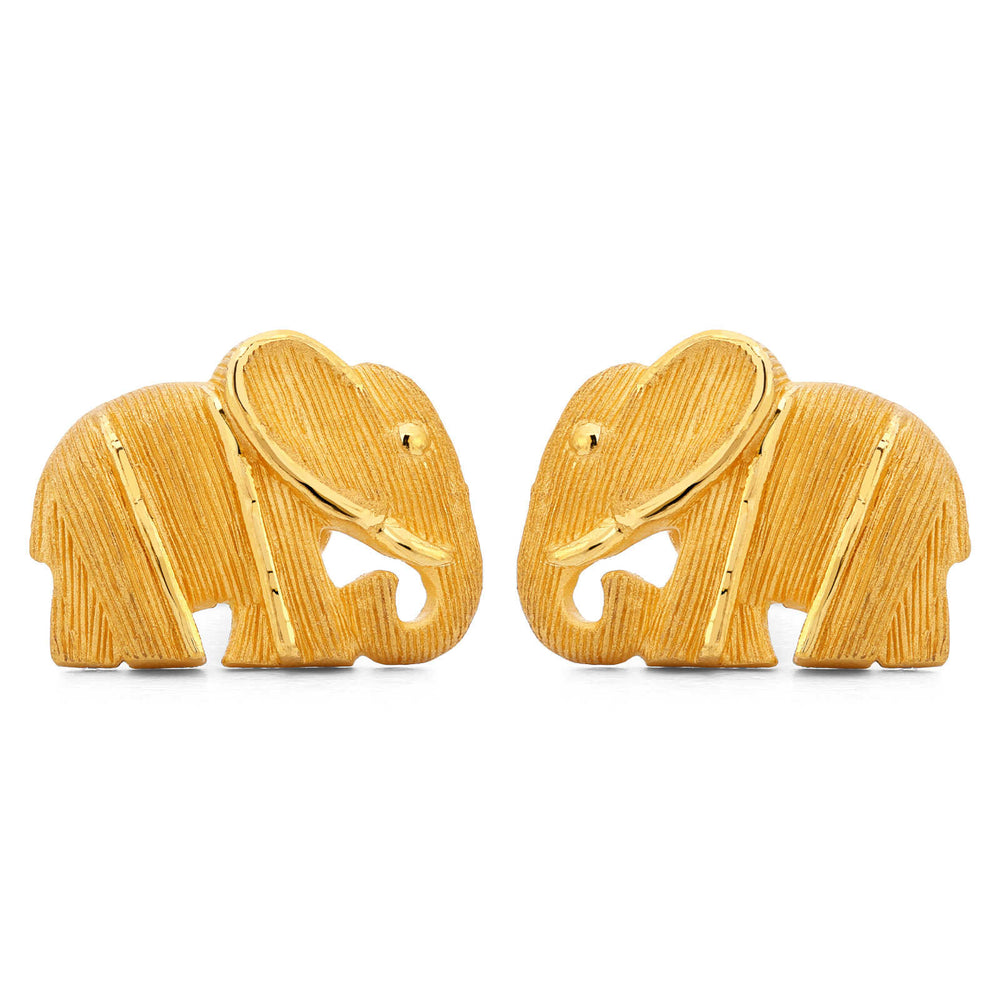 143173-Par de Brinco em Ouro Amarelo 24k Prima Gold Elefantinho