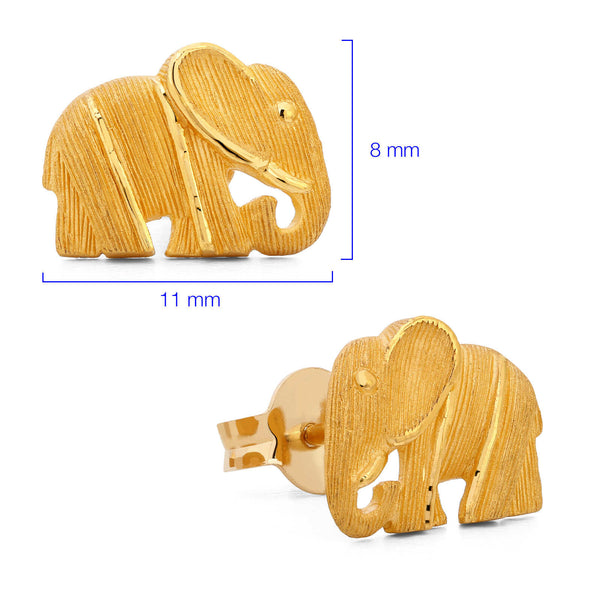 143173-Par de Brinco em Ouro Amarelo 24k Prima Gold Elefantinho