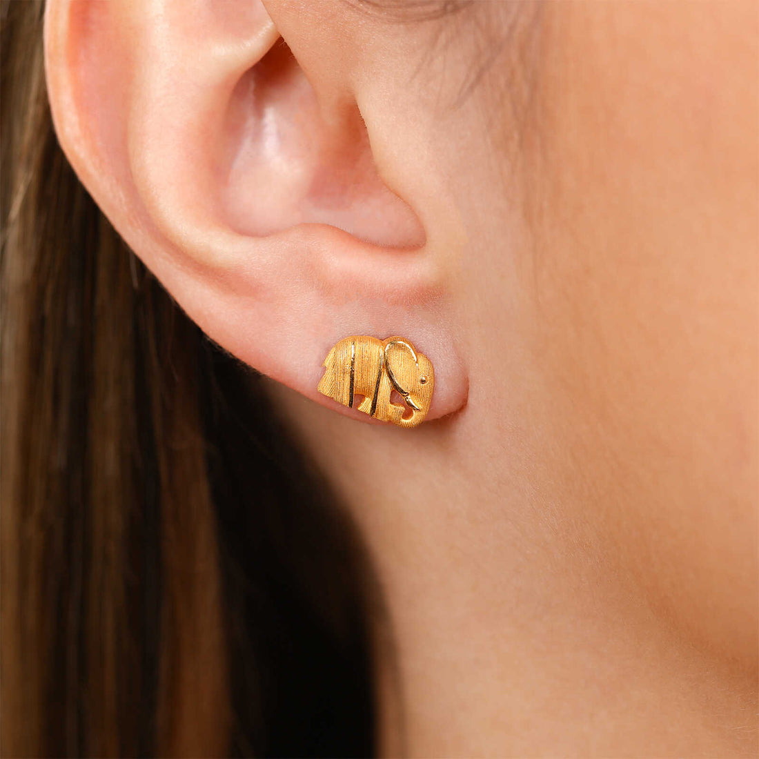 Par de Brinco em Ouro Amarelo 24k Prima Gold Elefantinho
