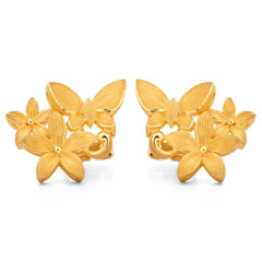 143185-Par de Brinco em Ouro Amarelo 24k Prima Gold Borboletas