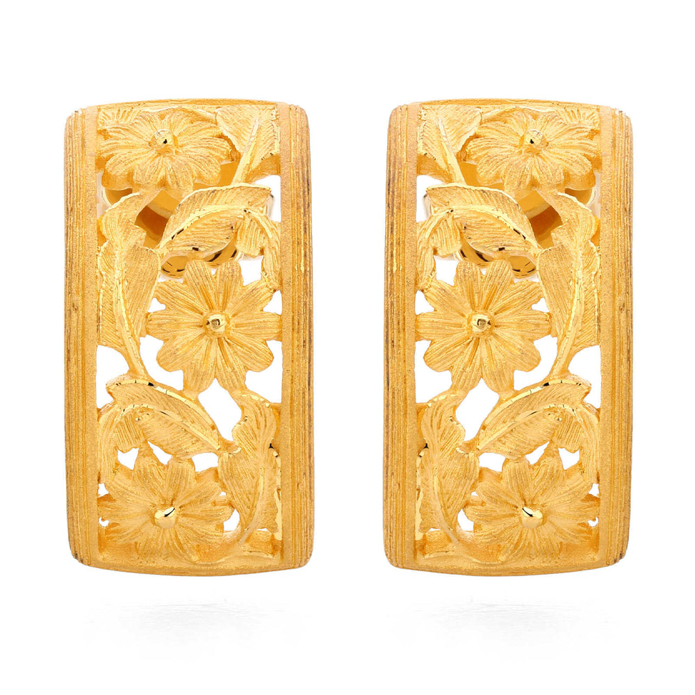 143188-Par de Brinco em Ouro Amarelo 24k Prima Gold Floral