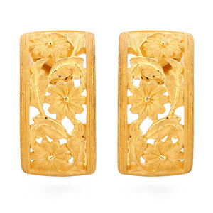 143188-Par de Brinco em Ouro Amarelo 24k Prima Gold Floral