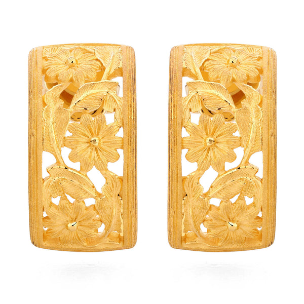 143188-Par de Brinco em Ouro Amarelo 24k Prima Gold Floral