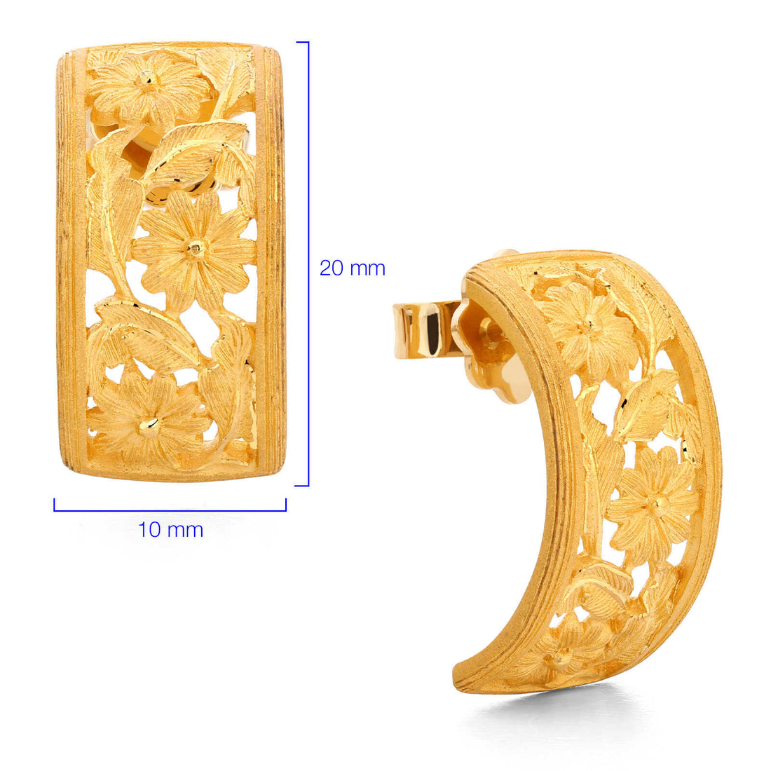 Par de Brinco em Ouro Amarelo 24k Prima Gold Floral