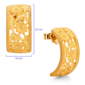 143188-Par de Brinco em Ouro Amarelo 24k Prima Gold Floral