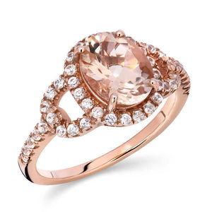 Anel em Prata 925 Oval com Morganita