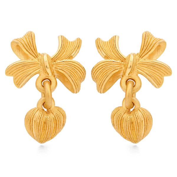143191-Par de Brinco em Ouro Amarelo 24k Prima Gold Lacinho