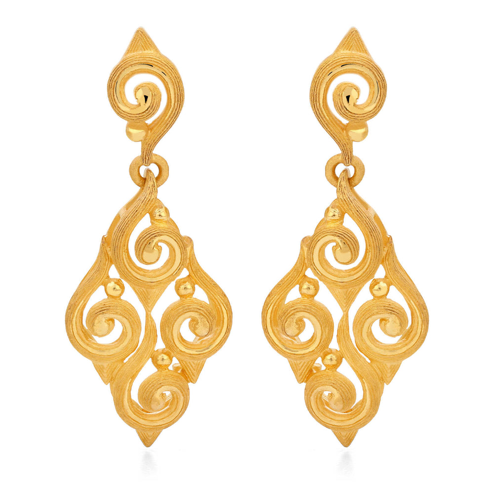 143193-Par de Brinco em Ouro Amarelo 24k Prima Gold Vazado