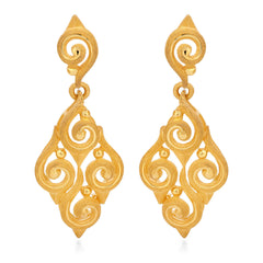143193-Par de Brinco em Ouro Amarelo 24k Prima Gold Vazado