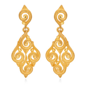 143193-Par de Brinco em Ouro Amarelo 24k Prima Gold Vazado