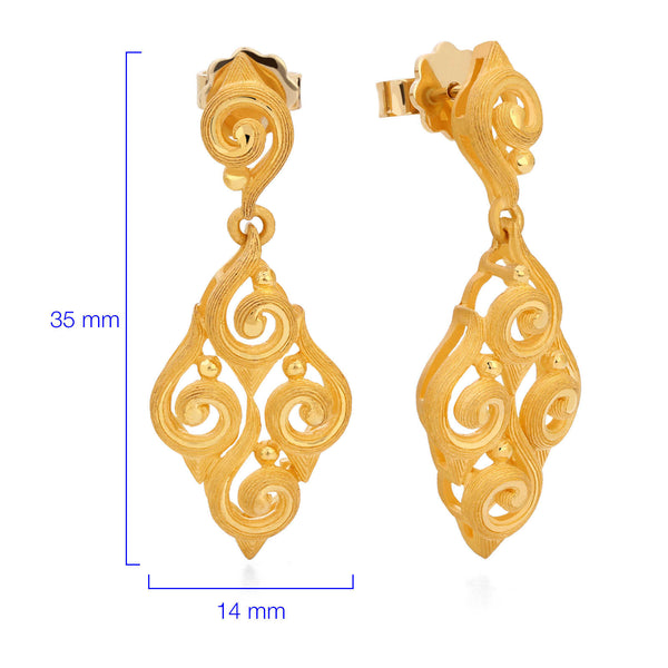 143193-Par de Brinco em Ouro Amarelo 24k Prima Gold Vazado