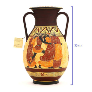 Ânfora Desenho Grego com 2 Alças em Cerâmica 35 cm